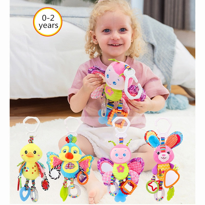 Baby Rattles Toys Stroller Hanging Soft Toy Cute Animal Doll Baby Crib Bed Hanging Bells Toys Elephant Rabbit Dog